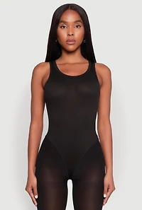 Womens Daisy Basic Ribbed Knit Tank Bodysuit,