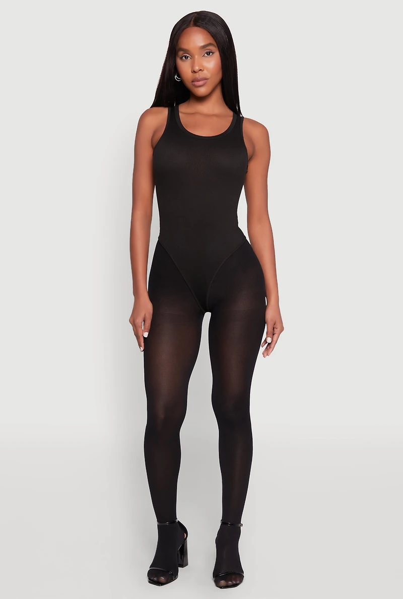 Womens Daisy Basic Ribbed Knit Tank Bodysuit,