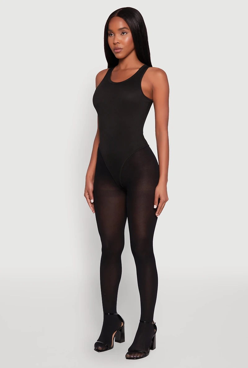 Womens Daisy Basic Ribbed Knit Tank Bodysuit,
