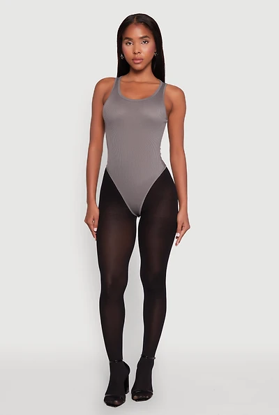 Womens Daisy Basic Ribbed Knit Tank Bodysuit,