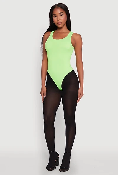 Womens Daisy Basic Ribbed Knit Tank Bodysuit,