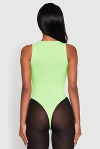 Womens Daisy Basic Ribbed Knit Tank Bodysuit, Green, Size M