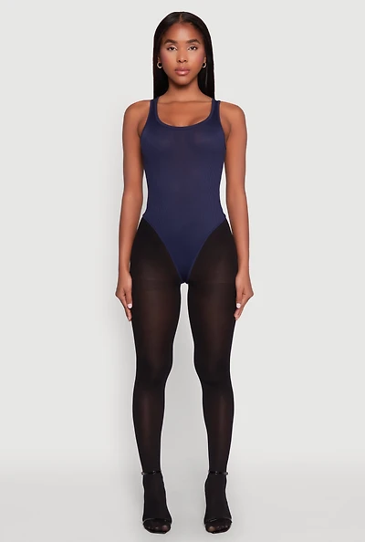 Womens Daisy Basic Ribbed Knit Tank Bodysuit,