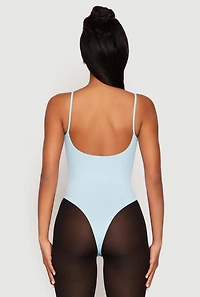 Womens Daisy Rib Knit Cami Thong Bodysuit, S