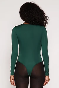 Womens Daisy Crew Neck Long Sleeve Bodysuit, Green, Size M