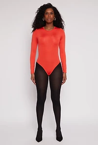 Womens Daisy Crew Neck Long Sleeve Bodysuit, Orange, Size L