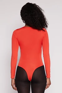 Womens Daisy Crew Neck Long Sleeve Bodysuit, Orange, Size L