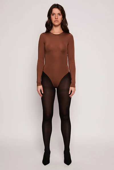 Womens Daisy Crew Neck Long Sleeve Bodysuit,