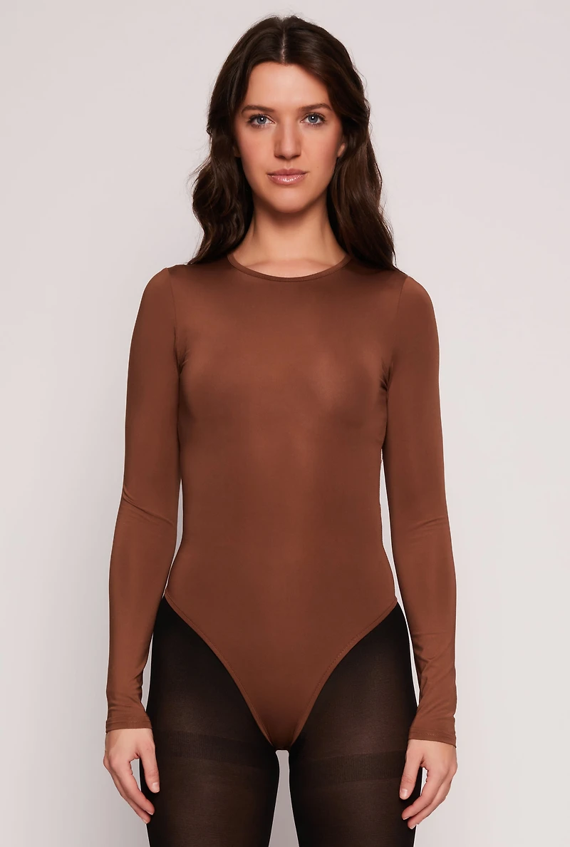 Womens Daisy Crew Neck Long Sleeve Bodysuit,