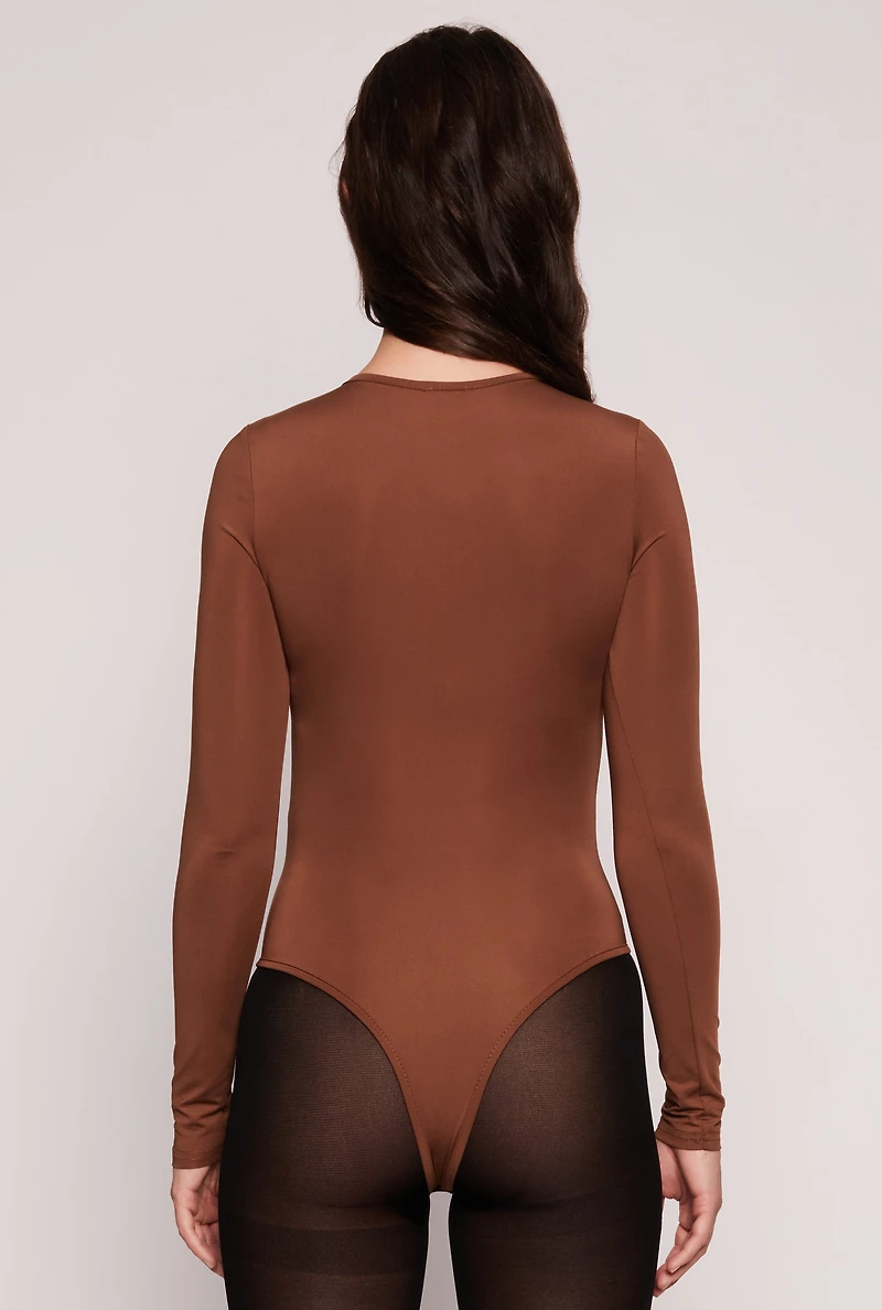 Womens Daisy Crew Neck Long Sleeve Bodysuit,