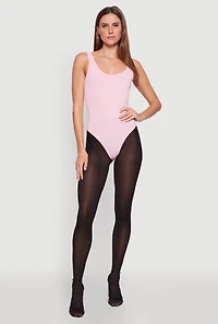 Womens Daisy Sleeveless Scoop Neck Bodysuit, Pink,