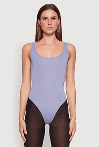 Womens Daisy Sleeveless Scoop Neck Bodysuit, Blue,