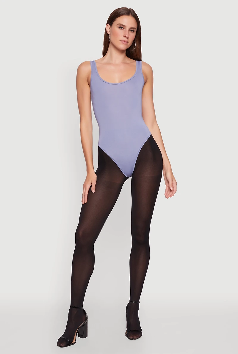 Womens Daisy Sleeveless Scoop Neck Bodysuit, Blue,