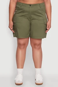 Womens Plus Stylish High Waisted Cargo Shorts, 2X