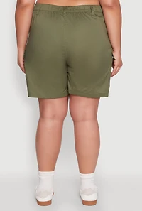 Womens Plus Size Stylish High Waisted Cargo Shorts, Green, Size 3X