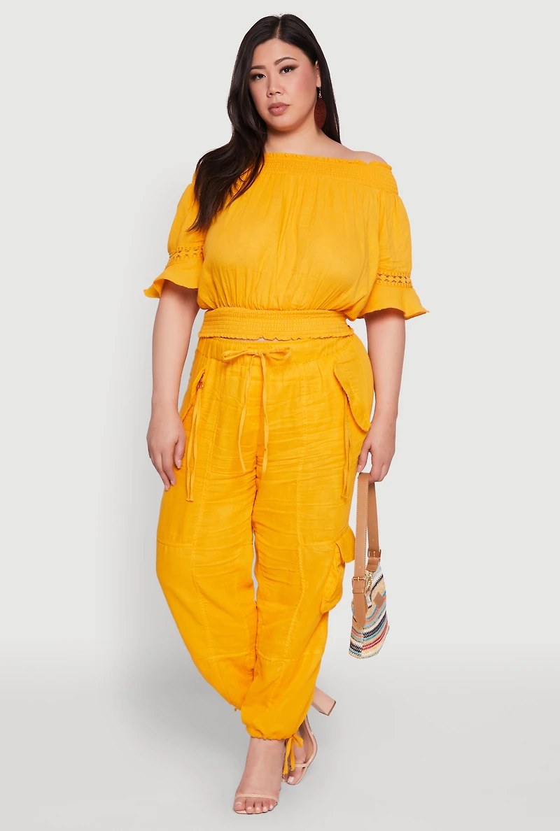 Plus Stylish Zip Cargo Pocket Joggers