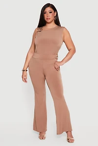 Plus Metallic Detail Flare Leg Pants