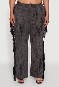 Womens Plus Acid Wash High Waisted Wide Leg Pants, 3X