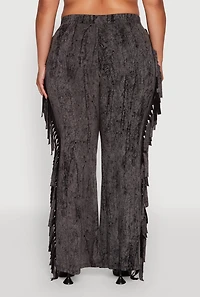 Womens Plus Acid Wash High Waisted Wide Leg Pants, 3X