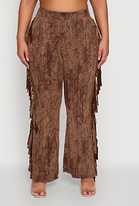 Womens Plus Size Acid Wash High Waisted Wide Leg Pants, Brown, Size 3X