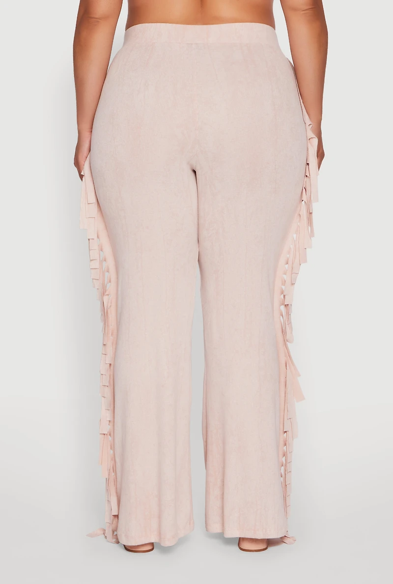 Womens Plus Acid Wash High Waisted Wide Leg Pants,