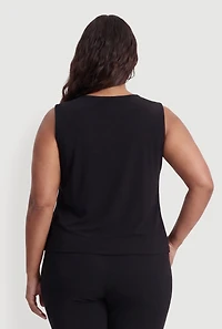 Plus Metallic Detail Asymmetrical Sleeveless Top