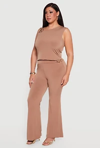 Plus Metallic Detail Asymmetrical Sleeveless Top