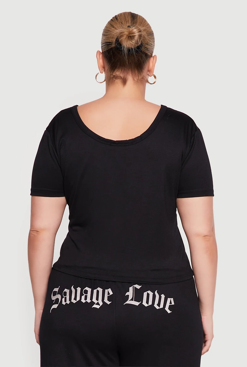 Plus Savage Love Rose Snake Graphic Top