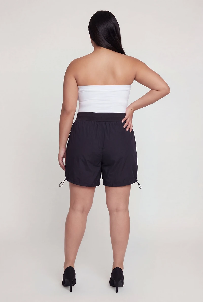 Plus Poplin Toggle Drawstring Waist Shorts