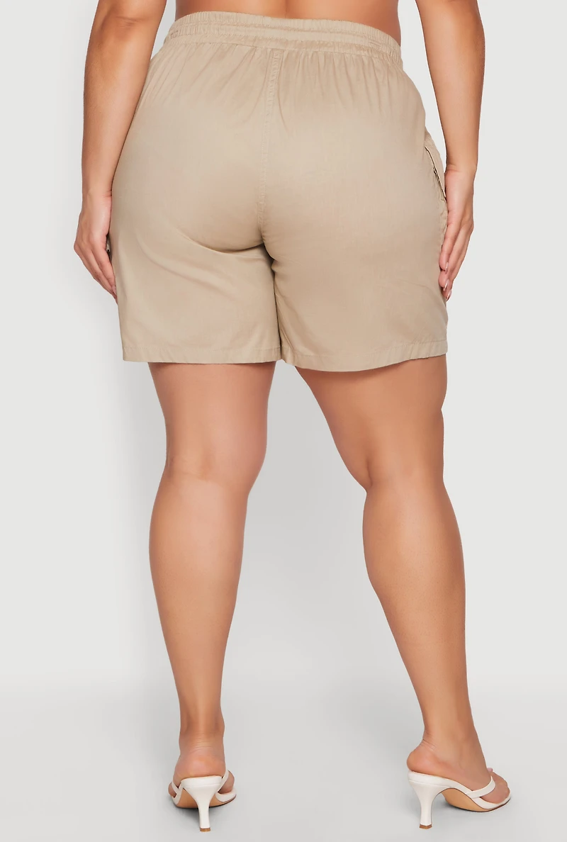 Plus Drawstring Waist Cargo Shorts