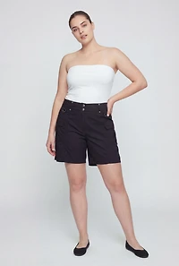 Plus High Waisted Stretch Cargo Shorts