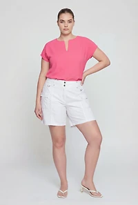 Plus High Waisted Stretch Cargo Shorts