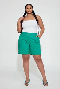 Plus High Waisted Stretch Cargo Shorts