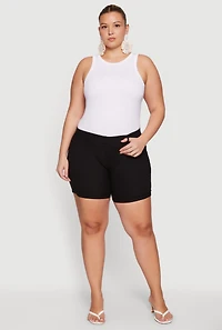 Plus Solid Hyperstretch Pull On Shorts