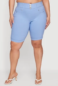 Plus Hyper Stretch Pull On Bermuda Shorts