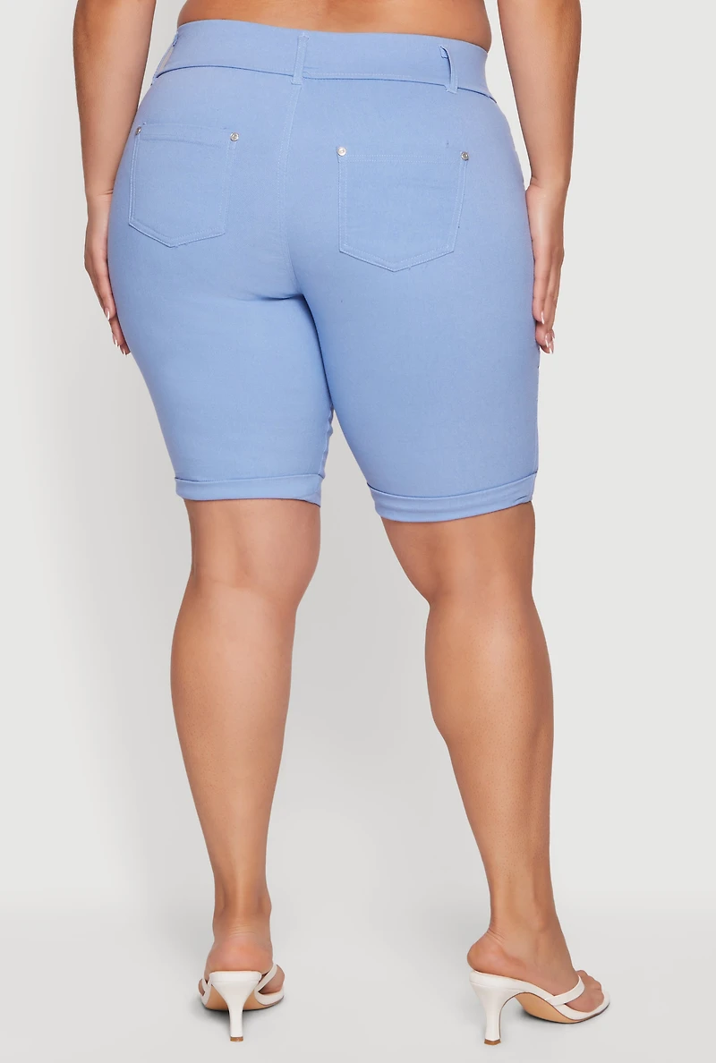 Plus Hyper Stretch Pull On Bermuda Shorts