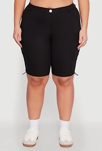 Womens Plus Size Hyperstretch Bermuda Shorts with Cargo Pockets, Black, Size 3X