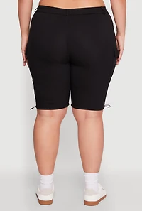 Womens Plus Size Hyperstretch Bermuda Shorts with Cargo Pockets, Black, Size 3X