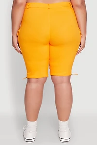 Womens Plus Size Hyperstretch Bermuda Shorts with Cargo Pockets, Orange, Size 2X