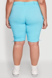 Womens Plus Size Hyperstretch Bermuda Shorts with Cargo Pockets, Blue, Size 2X