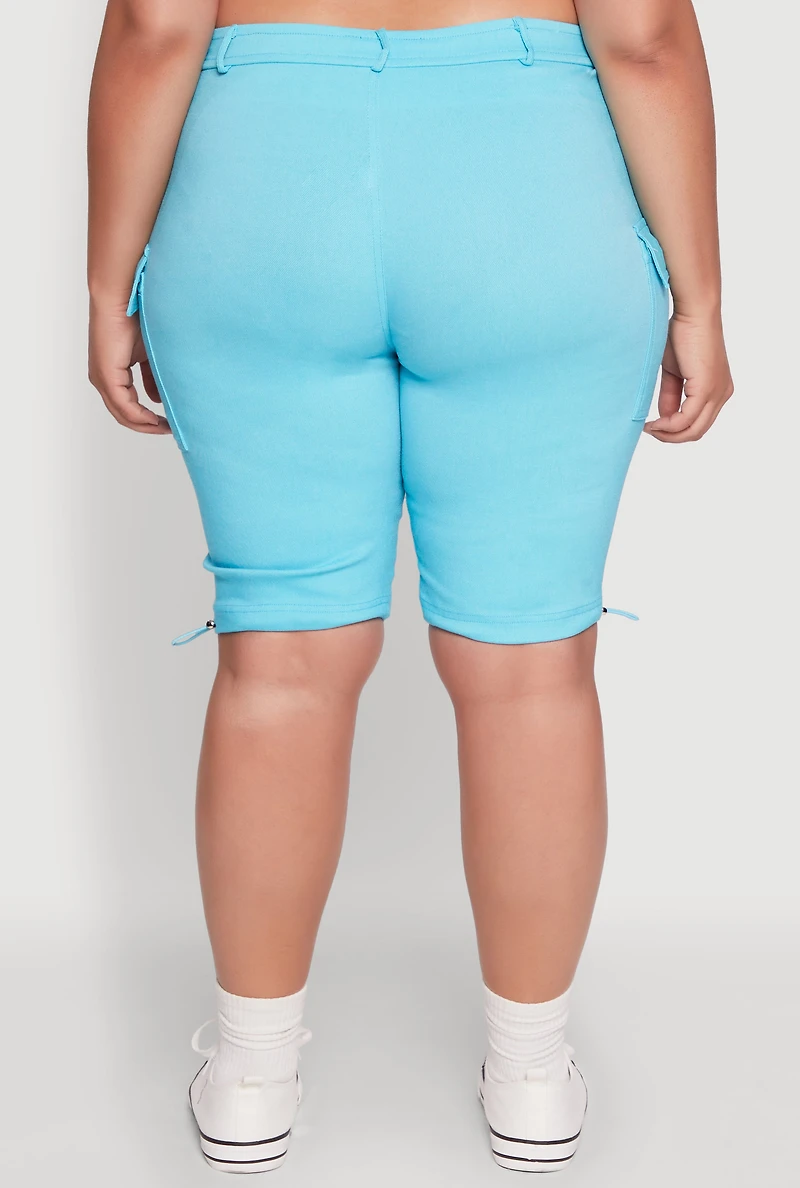 Womens Plus Hyperstretch Bermuda Shorts with Cargo Pockets, 1X
