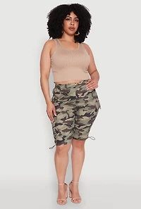 Plus Hyper Stretch Cargo Bermuda Shorts