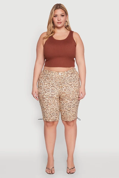 Womens Plus Size Hyper Stretch Cargo Bermuda Shorts, Multi, Size 2X