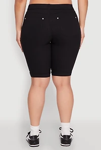 Womens Plus Zipper Detail Bermuda Shorts,