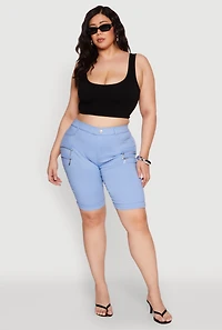 Womens Plus Zipper Detail Bermuda Shorts, 1X