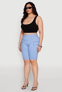 Womens Plus Zipper Detail Bermuda Shorts, 1X
