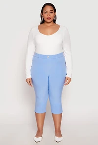 Womens Plus Basic Scuba Capri Pants,