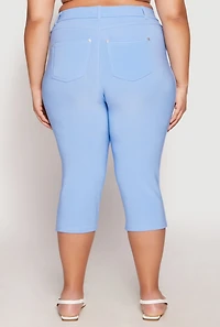 Womens Plus Basic Scuba Capri Pants,