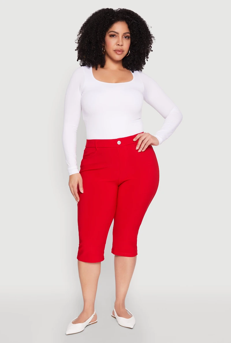 Plus Basic Scuba Capri Pants