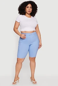 Plus Pull On Bermuda Shorts with Cell Phone Pockets